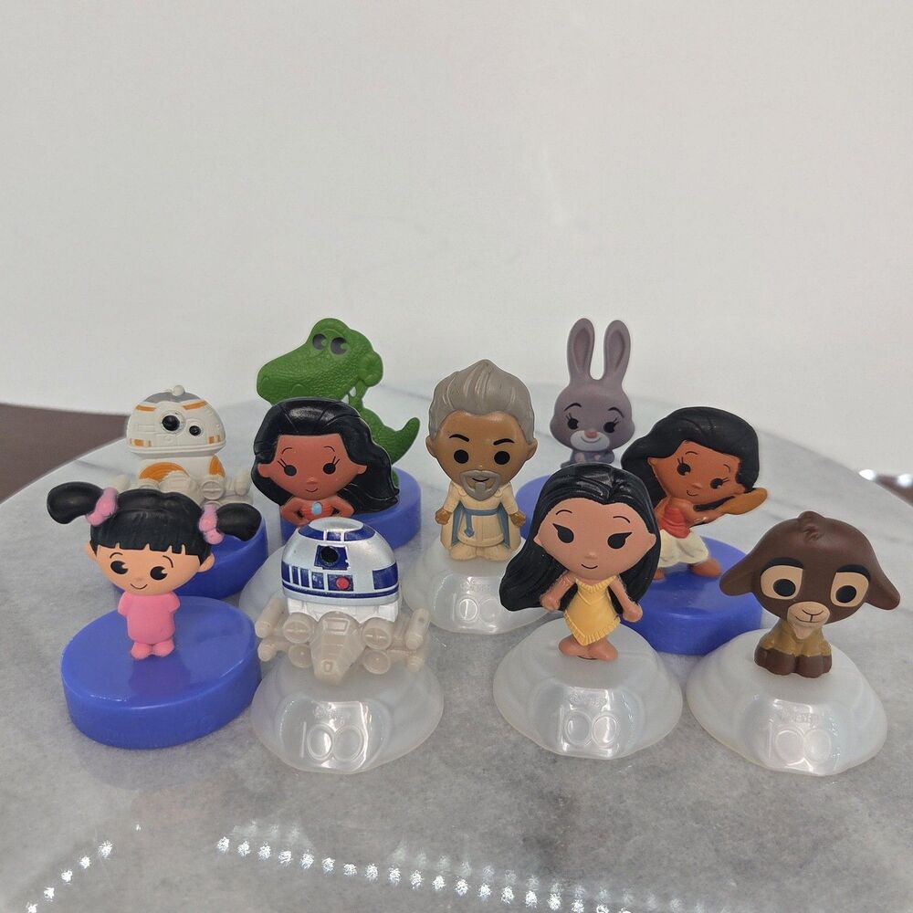 McDonald's Disney Pixar Star Wars Mini Figures Lot Of 10 Boo R2-D2 Moana Toys